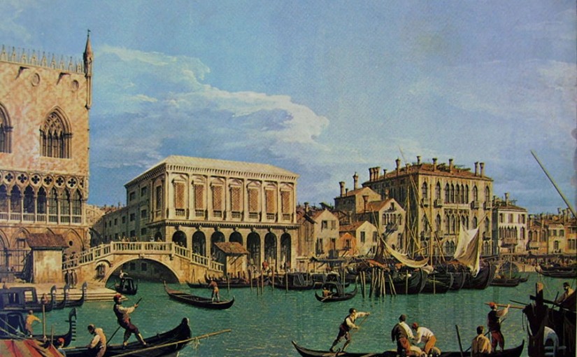 Il molo e la riva degli Schiavoni dal bacino di San Marco del Canaletto
